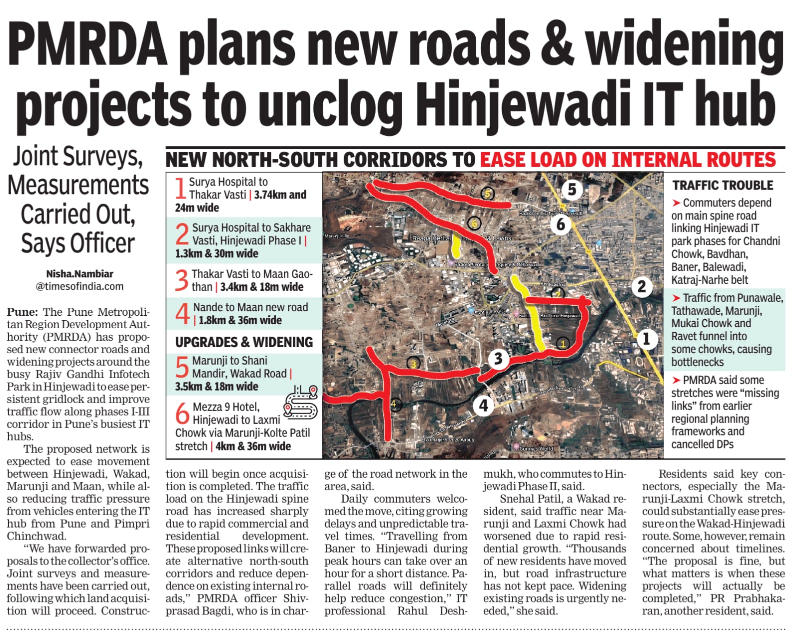 Map showing proposed PMRDA road network and road widening projects around Hinjewadi IT Hub